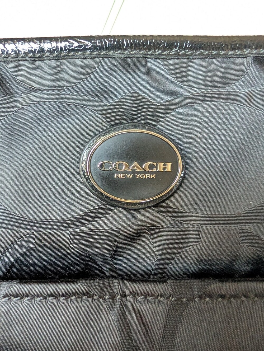 Coach Black Signature Weekender / Diaper Nylon Bag Tote Bag F77577 - Picture 9 of 16